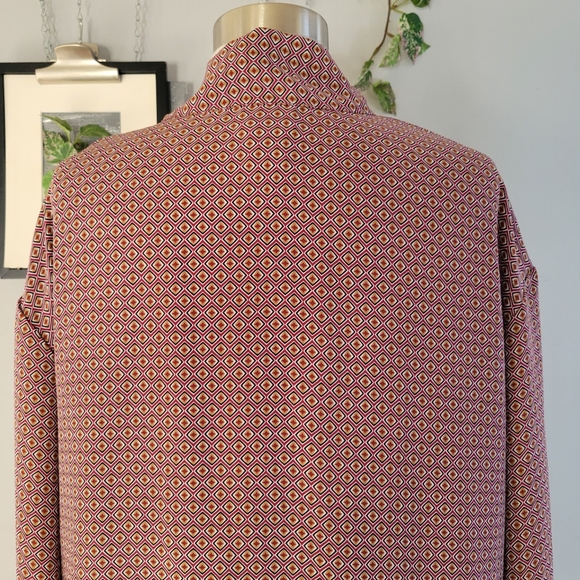 Rachel Zoe Long Sleeve Tie Neck Geometric Print Pull Over Top M - Picture 5 of 11